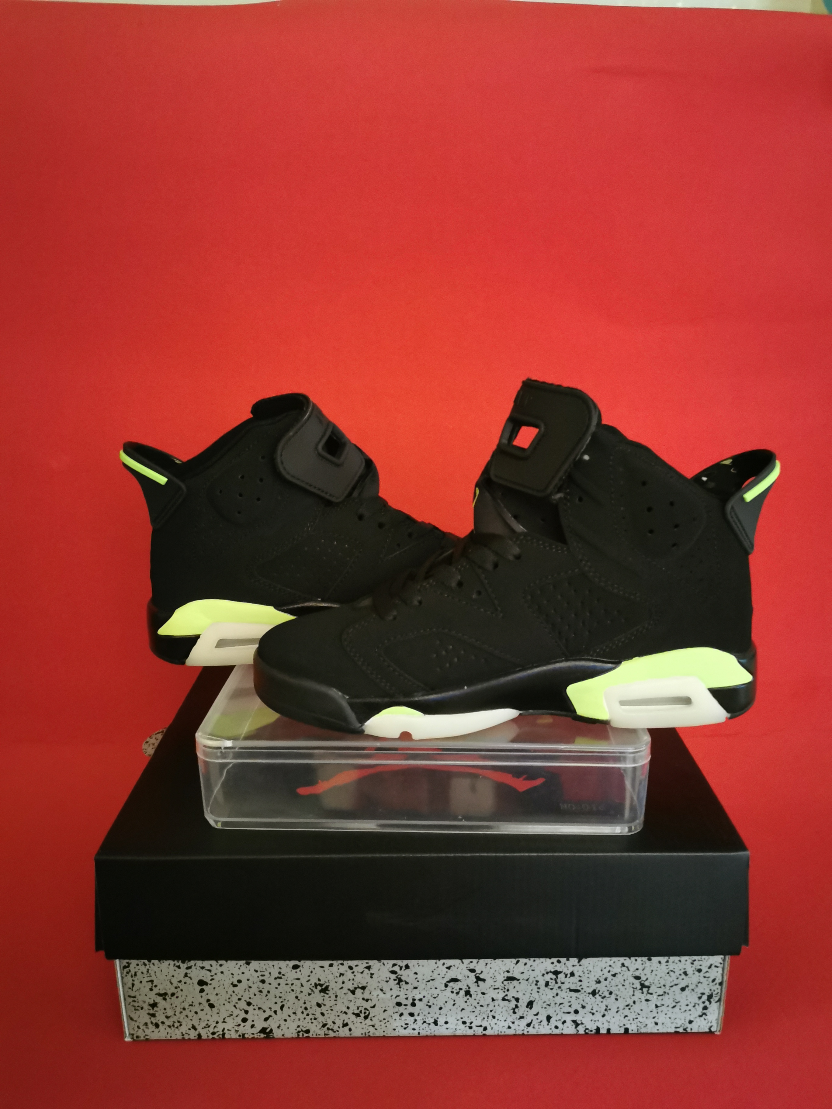 2021 Air Jordan 6 Black Fluorscent Green Shoes